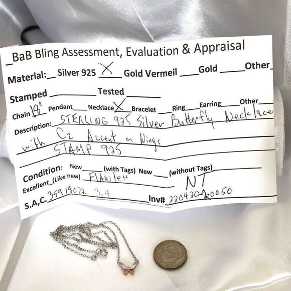 NT# Adorable Sterling 925 Silver & Cz Butterfly - Picture 8 of 8
